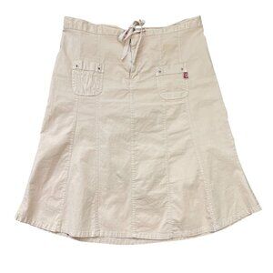 XCVI Wearables Womens Drawstring A-Line Skirt Size Medium‎ Cotton Pockets Peach